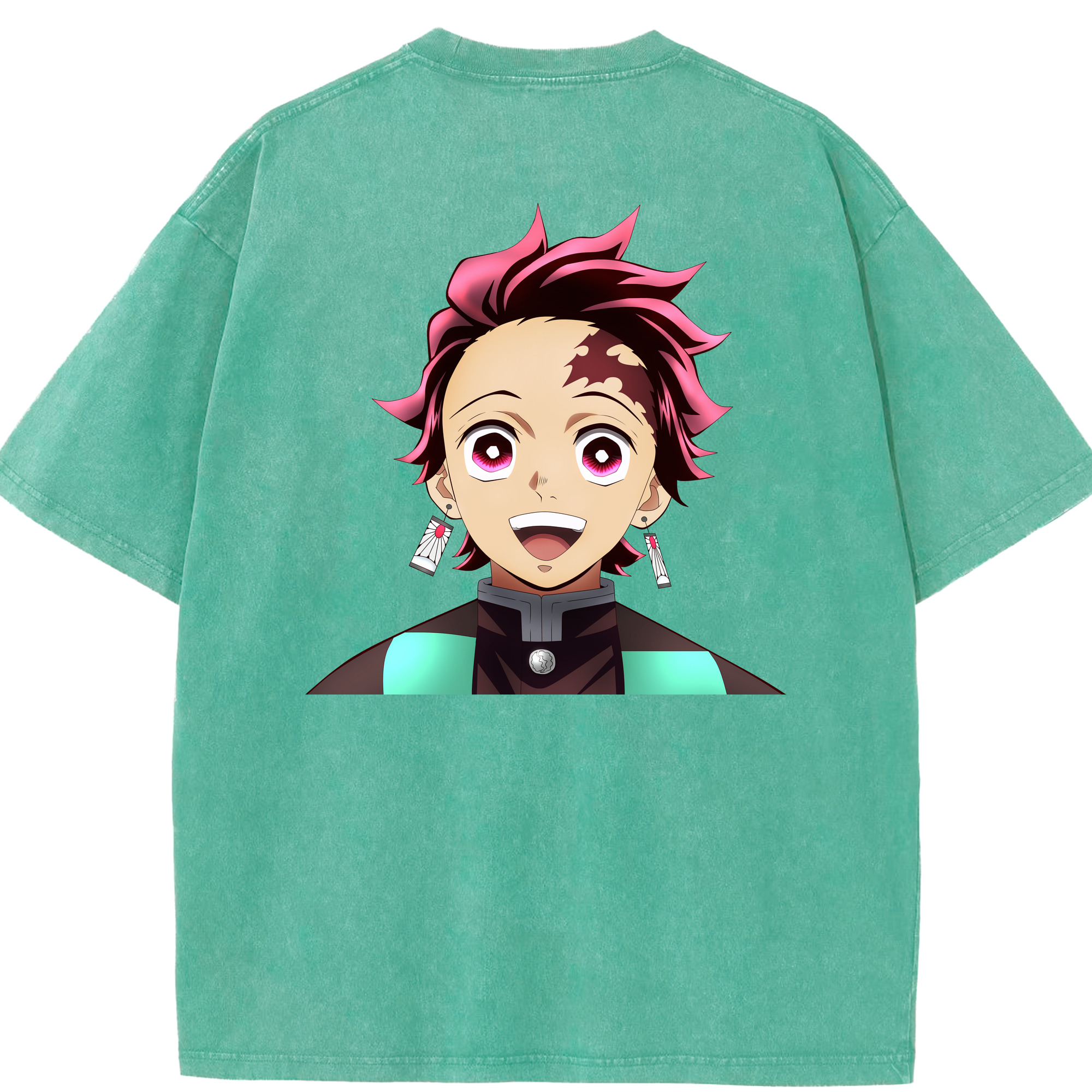 （画像用） 鬼滅の刃 竈門 炭治郎／かまど たんじろう Kamado Tanjirou 綿100% ヴィンテージ風 半袖Tシャツ（背面プリント）